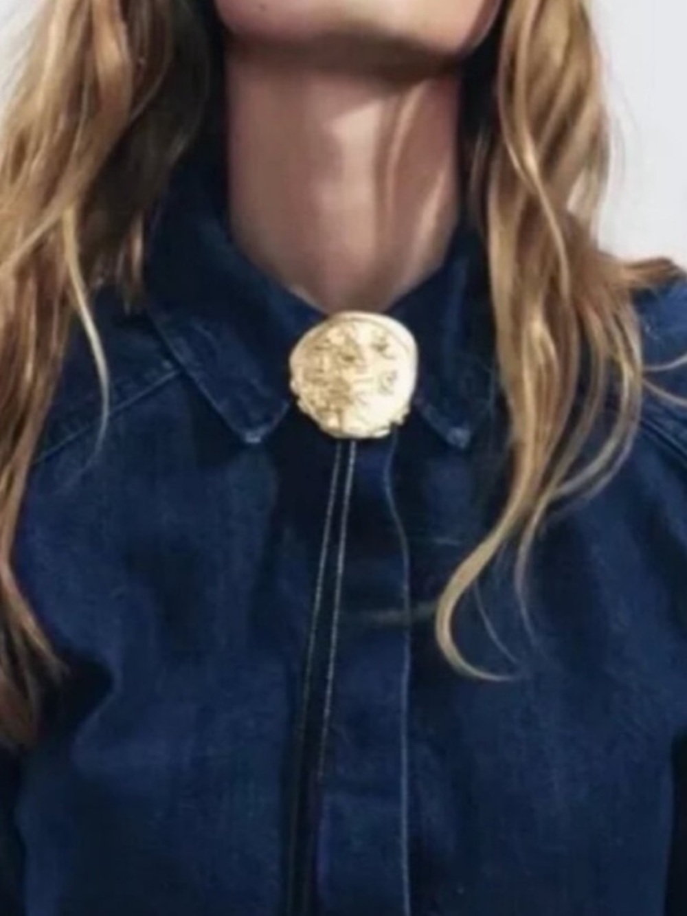 Cowboy Bolo Floral Gold Tie Lariat Cord Necklace New